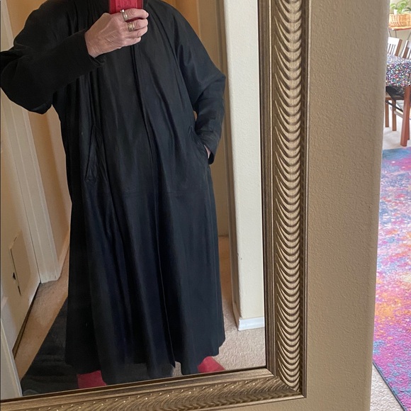 Remy Vintage Black Lambskin Leather Swing Maxi Coat Size S - L - Picture 16 of 16